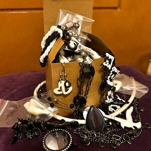 Mystery lot of black and white jewelry